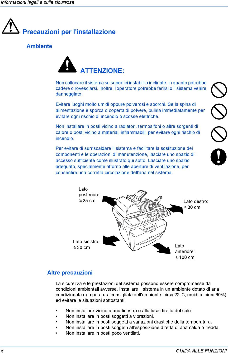 Se la spina di alimentazione è sporca o coperta di polvere, pulirla immediatamente per evitare ogni rischio di incendio o scosse elettriche.