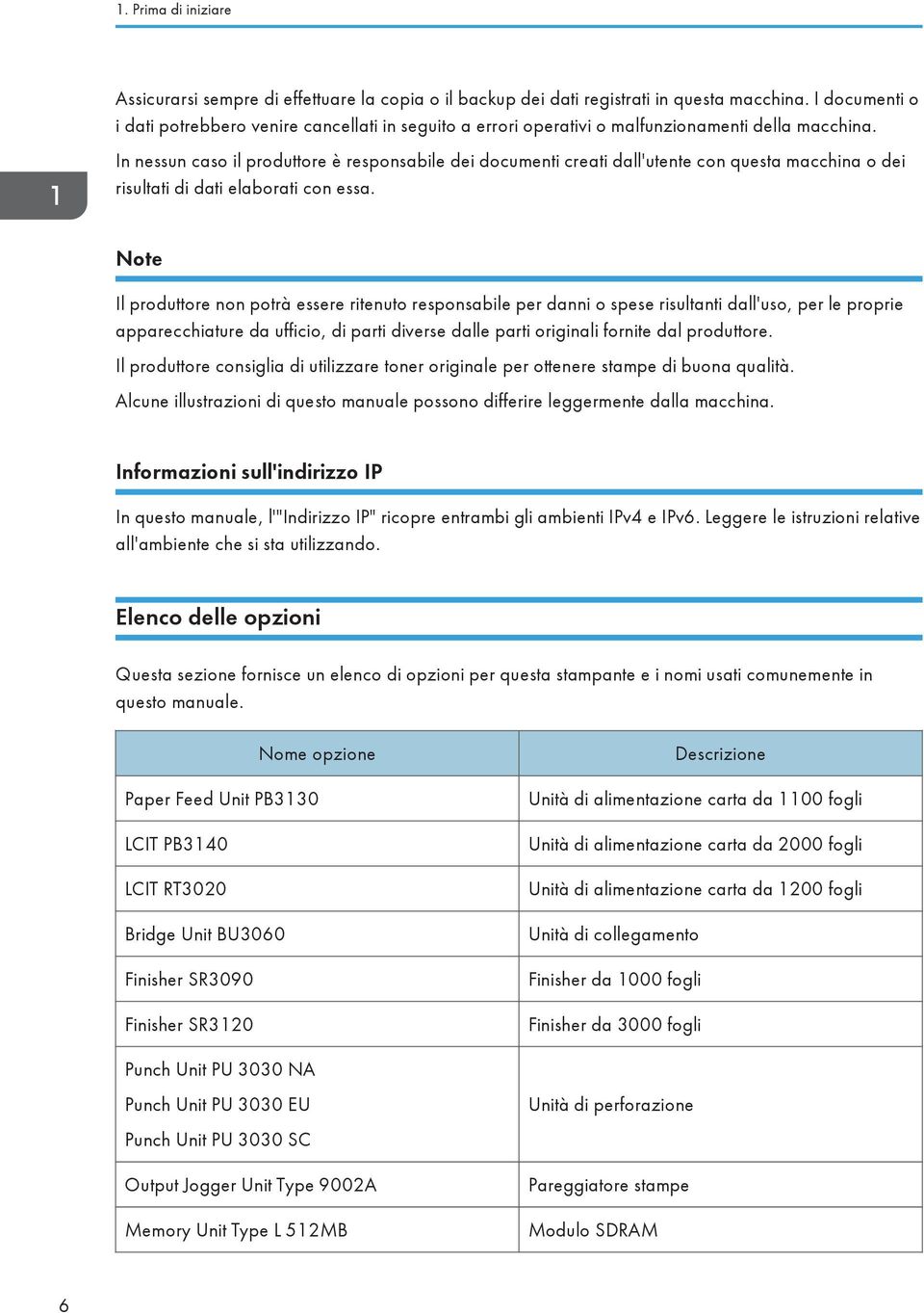 In nessun caso il produttore è responsabile dei documenti creati dall'utente con questa macchina o dei risultati di dati elaborati con essa.