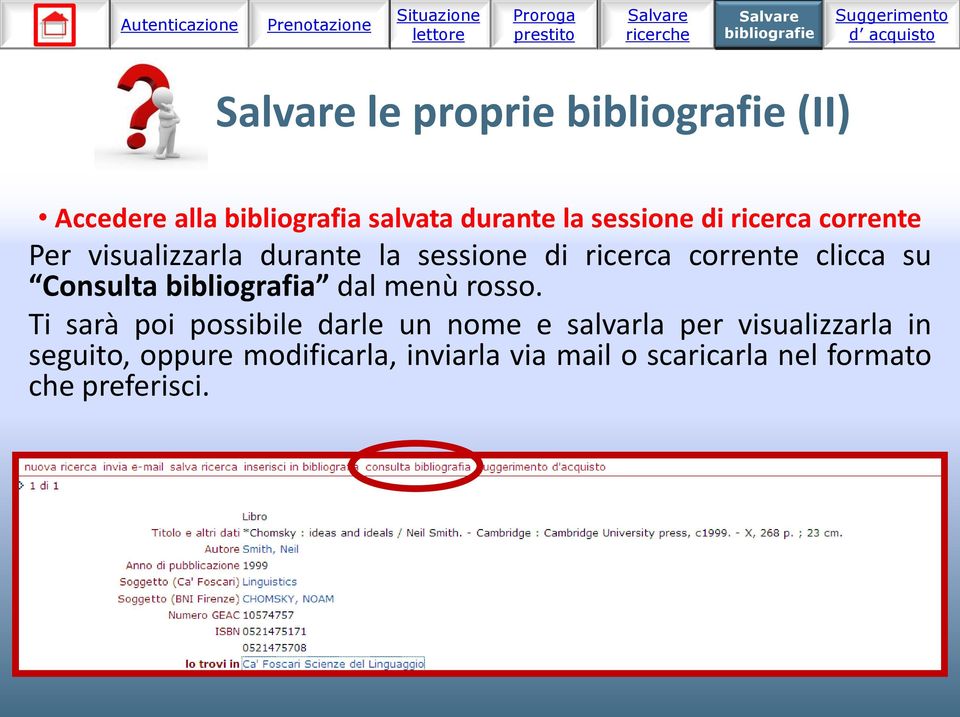 bibliografia dal menù rosso.