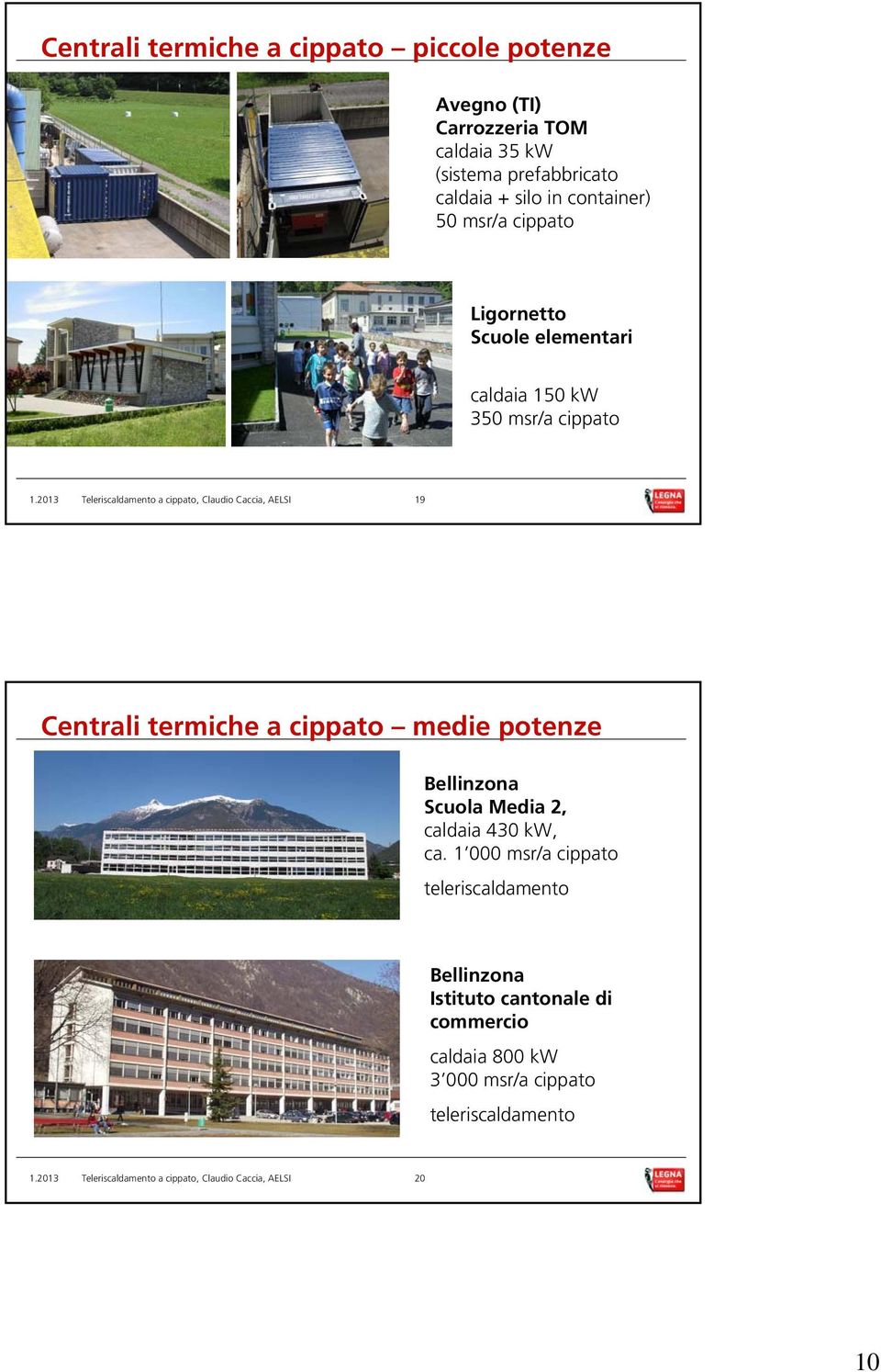 Centrali termiche a cippato medie potenze Bellinzona Scuola Media 2, caldaia 430 kw, ca.