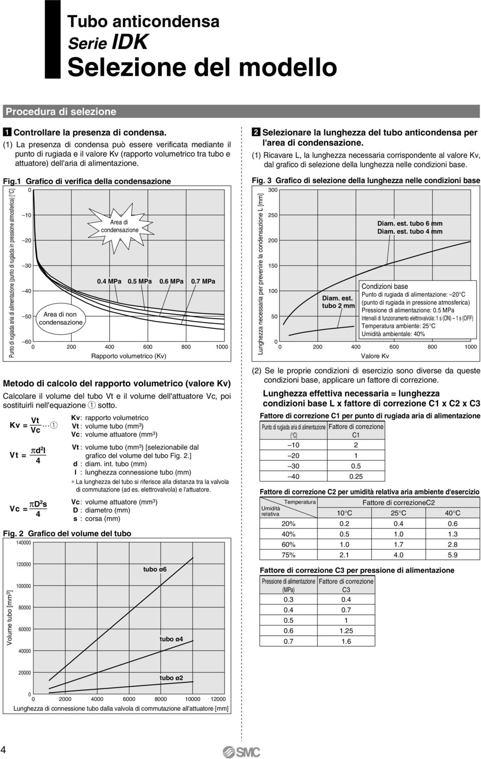 () Ricavare L, la lunghezza necessaria corrispondente al valore Kv, dal grafico di selezione della lunghezza nelle condizioni base. Fig.