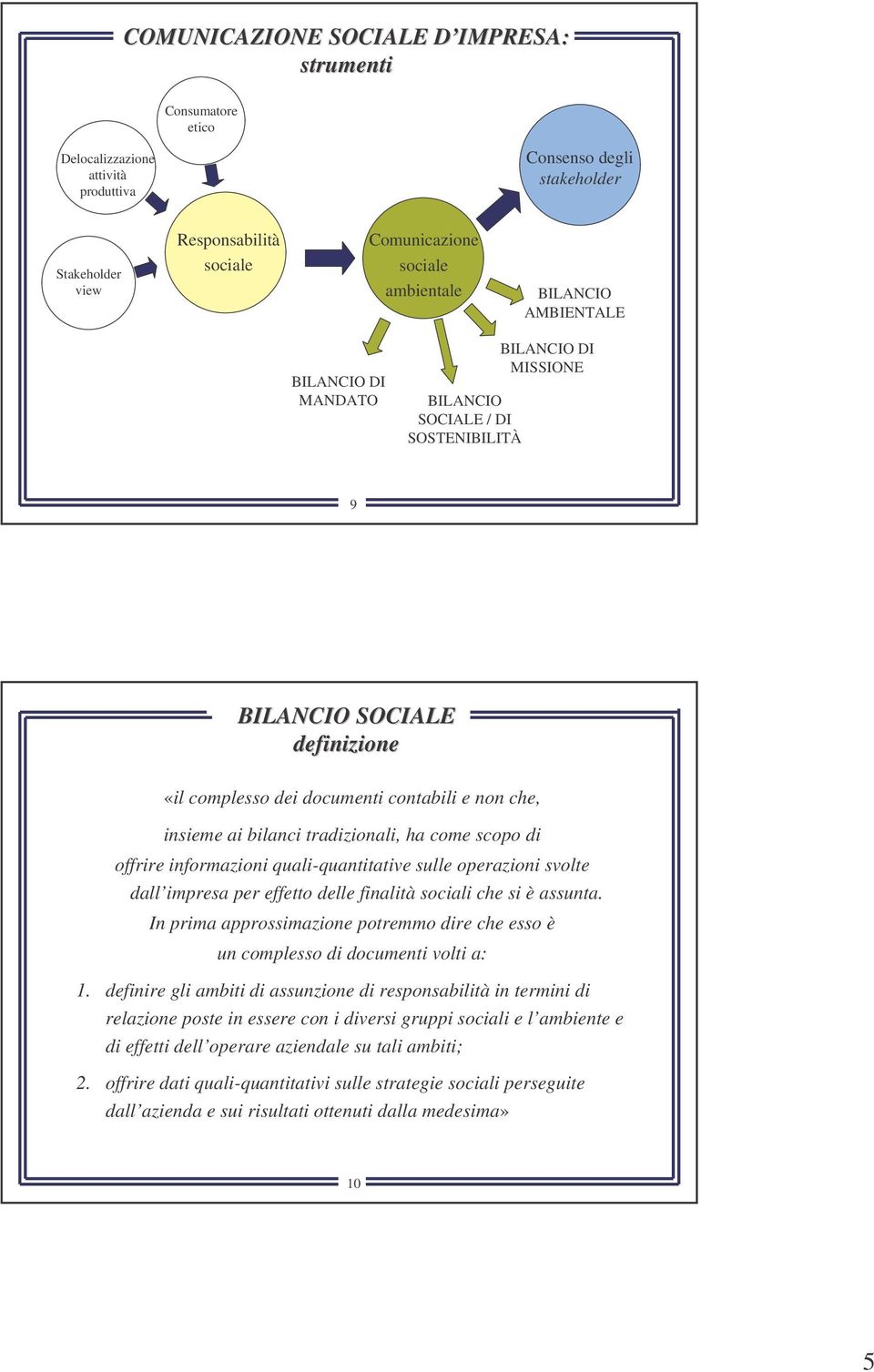 tradizionali, ha come scopo di offrire informazioni quali-quantitative sulle operazioni svolte dall impresa per effetto delle finalità sociali che si è assunta.