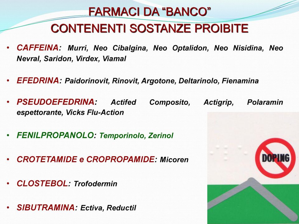 Fienamina PSEUDOEFEDRINA: Actifed Composito, Actigrip, Polaramin espettorante, Vicks Flu-Action