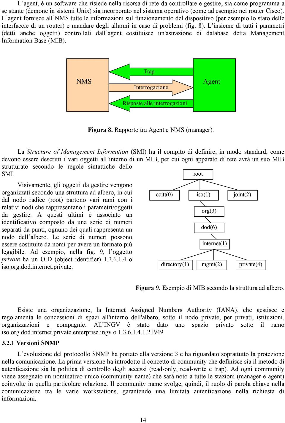 8). L insieme di tutti i parametri (detti anche oggetti) controllati dall agent costituisce un'astrazione di database detta Management Information Base (MIB).