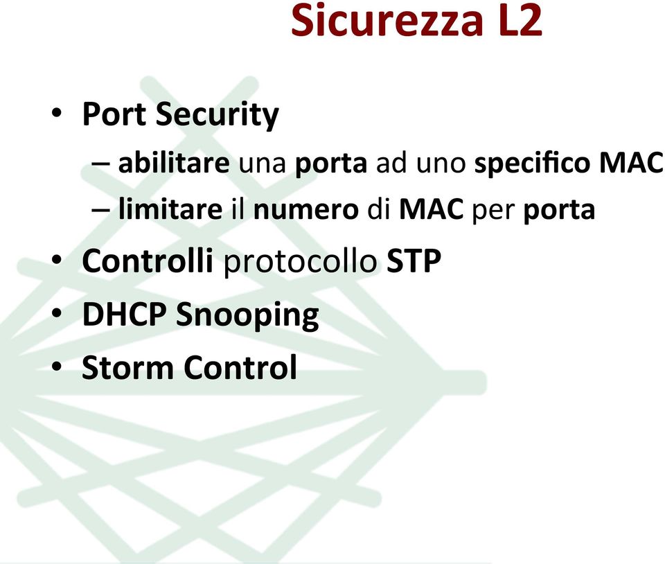 limitare il numero di MAC per porta