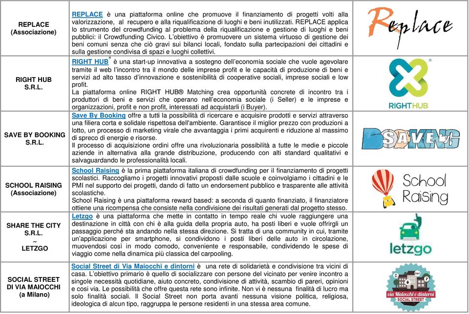 REPLACE applica lo strumento del crowdfunding al problema della riqualificazione e gestione di luoghi e beni pubblici: il Crowdfunding Civico.