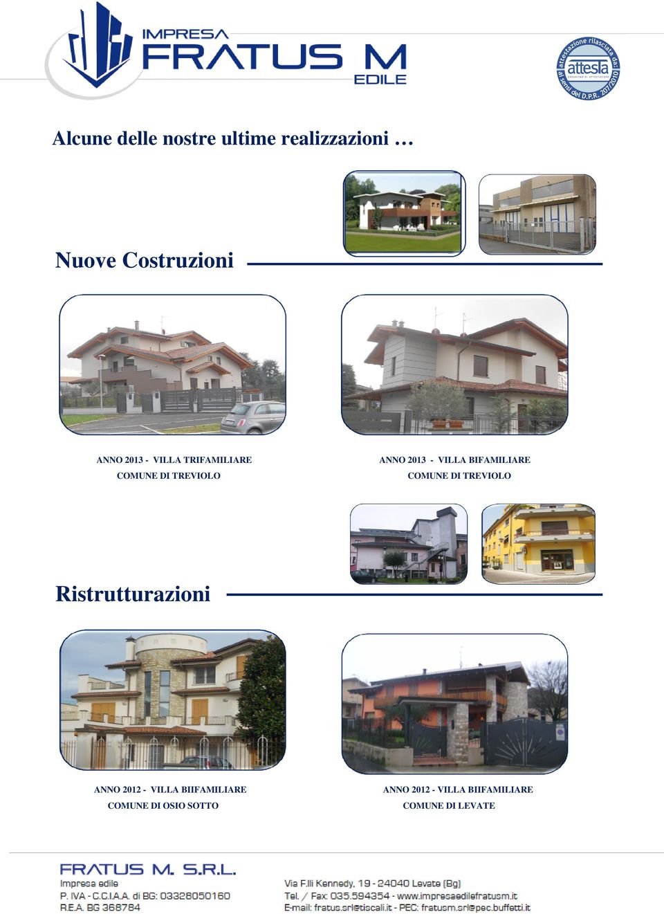 BIFAMILIARE COMUNE DI TREVIOLO Ristrutturazioni ANNO 2012 - VILLA