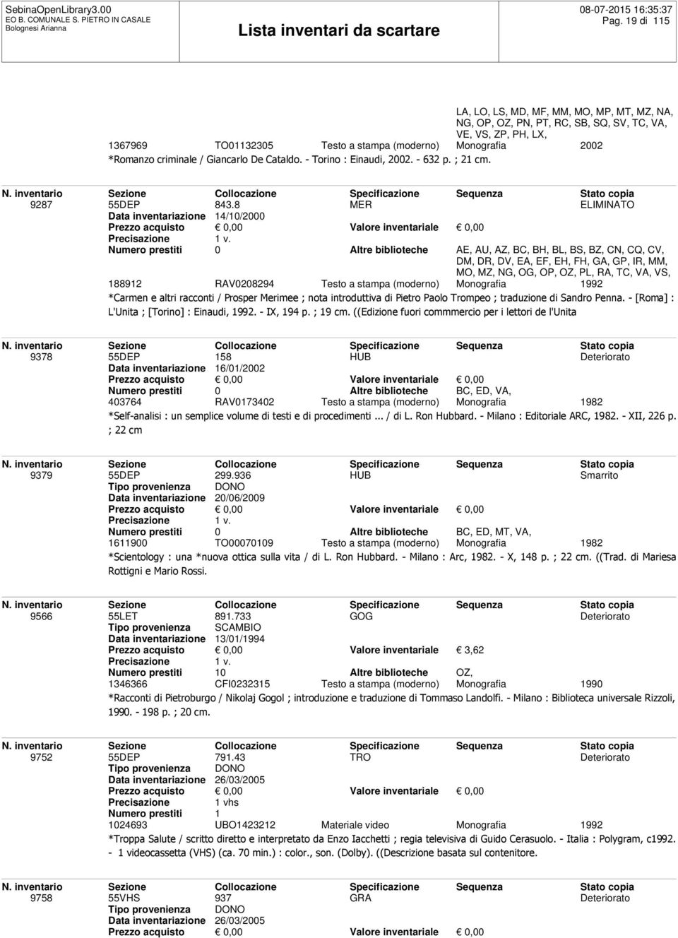 RA, TC, VA, VS, 188912 RAV0208294 Testo a stampa (moderno) Monografia 1992 9378 55DEP 158 HUB Deteriorato Data inventariazione 16/01/2002 Numero prestiti 0 Altre biblioteche BC, ED, VA, 403764