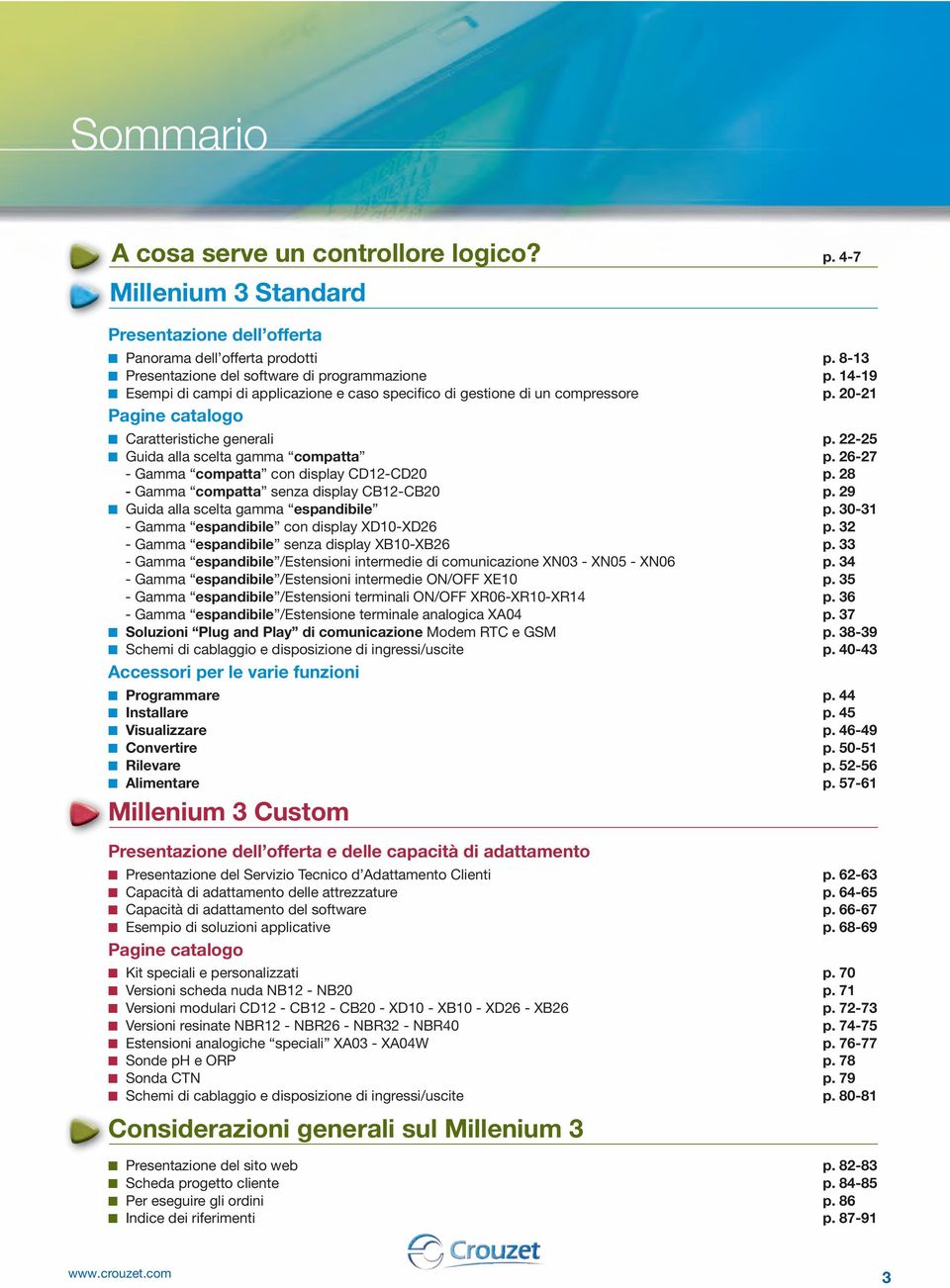 26-27 - Gamma compatta con display CD12-CD20 p. 28 - Gamma compatta senza display CB12-CB20 p. 29 Guida alla scelta gamma espandibile p. 30-31 - Gamma espandibile con display XD10-XD26 p.