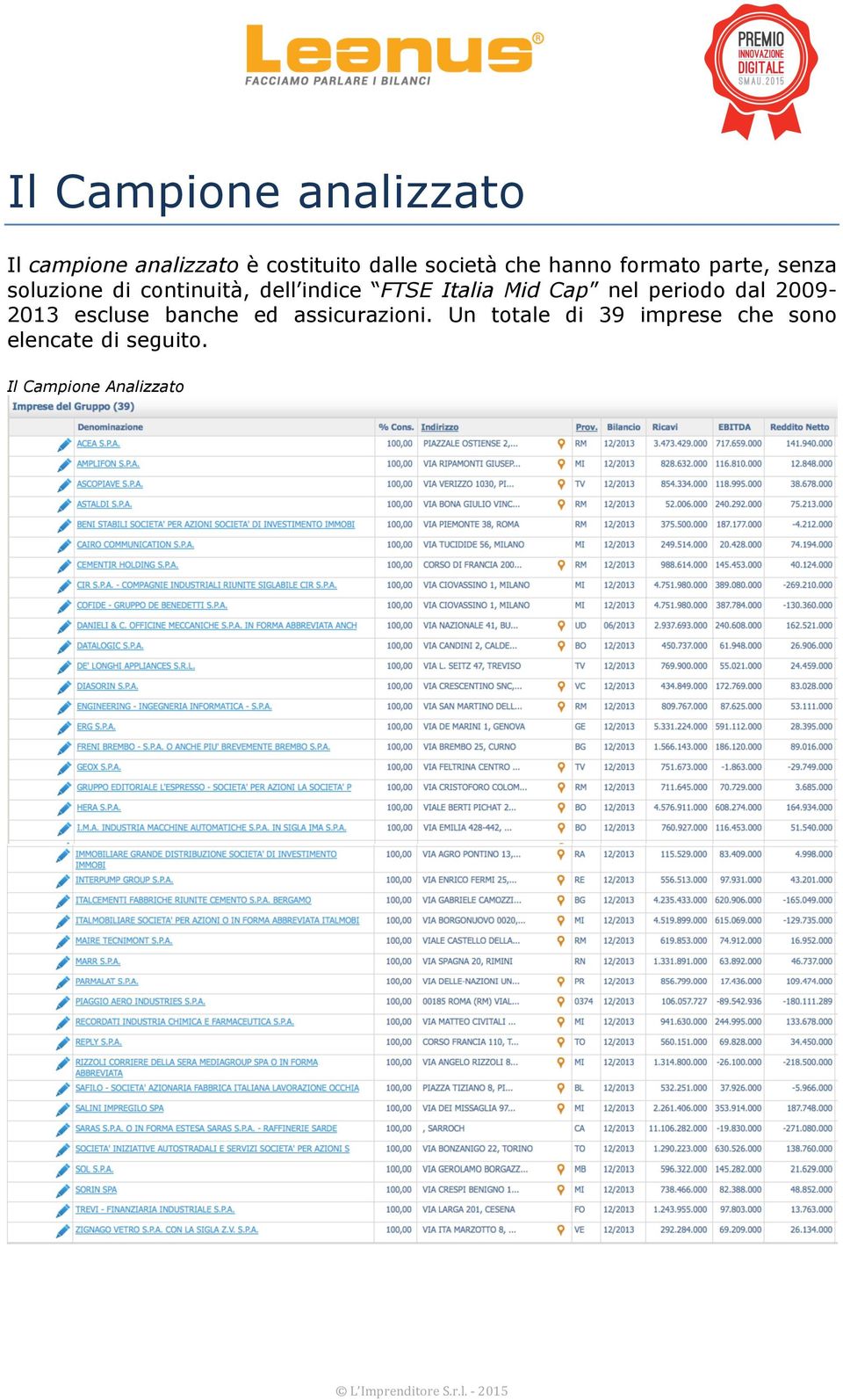 nel perid dal 2009-2013 escluse banche ed assicurazini.