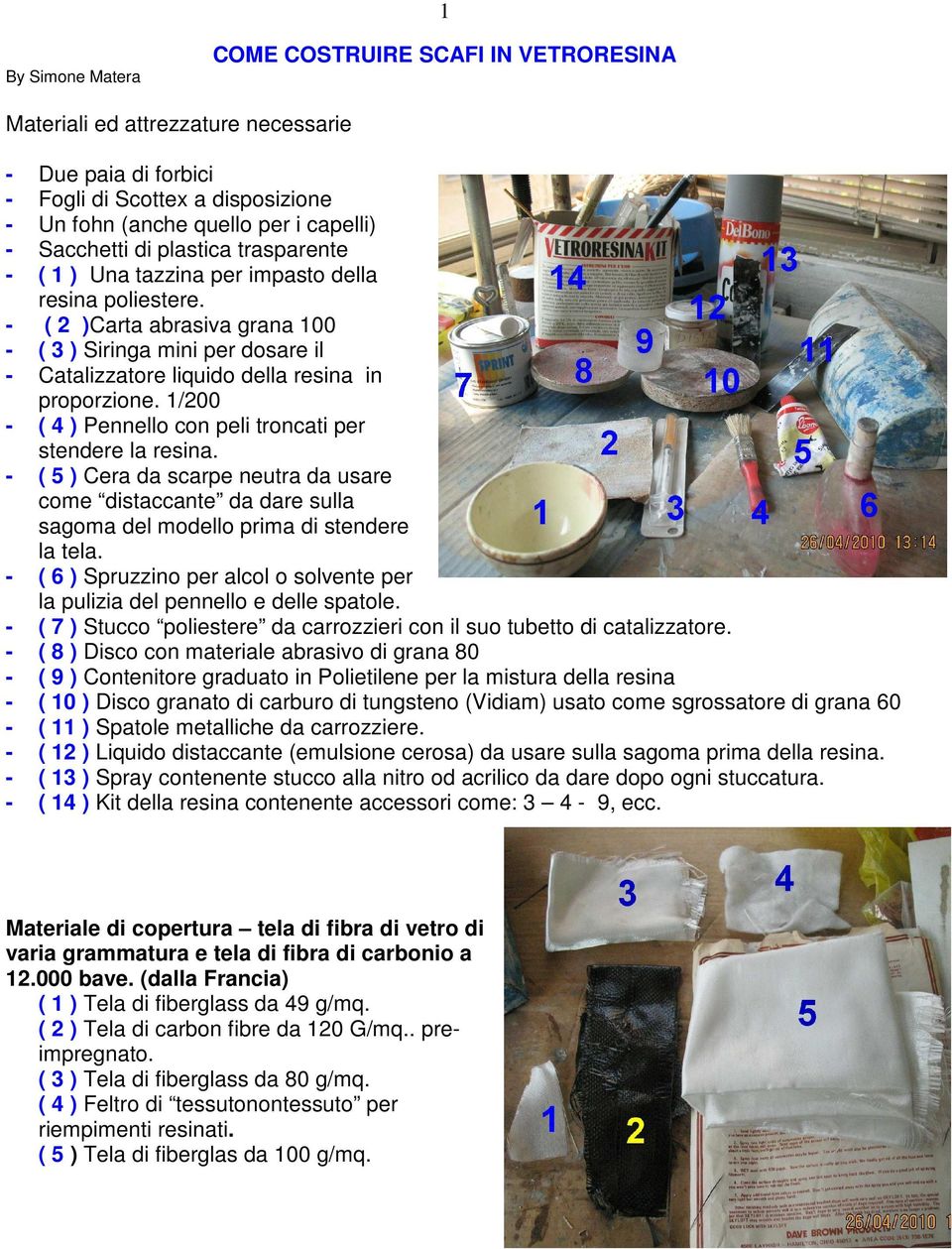 1/200 - ( 4 ) Pennello con peli troncati per stendere la resina. - ( 5 ) Cera da scarpe neutra da usare come distaccante da dare sulla sagoma del modello prima di stendere la tela.