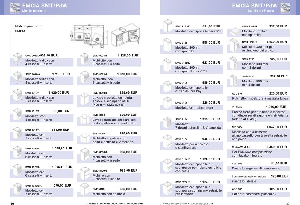 020,00 EUR Mobiletto trolley con 5 cassetti + inserto SMD 8013/A 955,00 EUR Mobiletto con 5 cassetti + inserto SMD 8014/A 955,00 EUR Mobiletto con 5 cassetti + inserto SMD 8020/A 1.