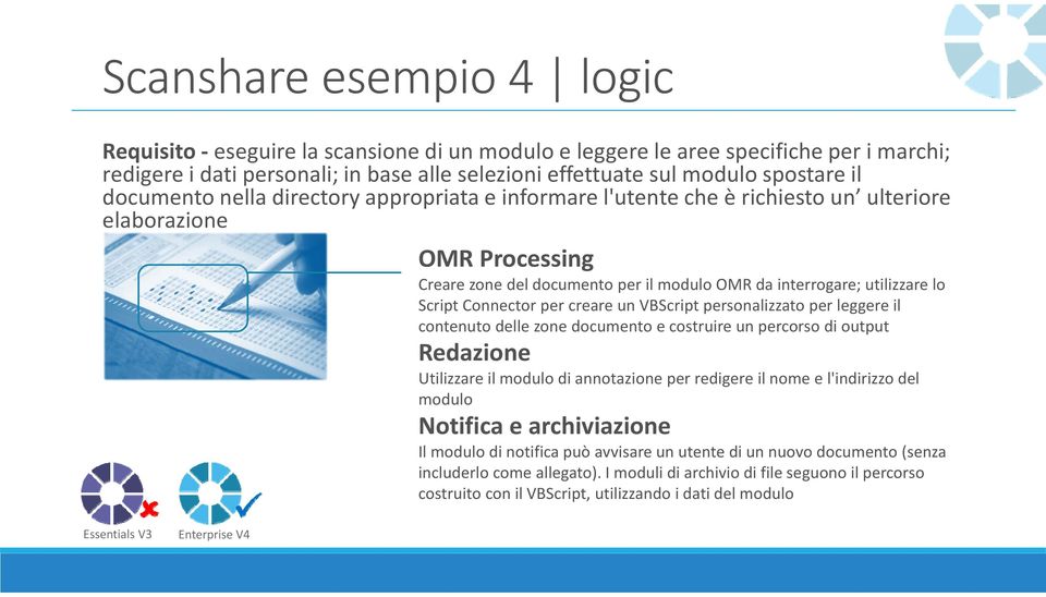 Connector per creare un VBScript personalizzato per leggere il contenuto delle zone documento e costruire un percorso di output Redazione Utilizzare il modulo di annotazione per redigere il nome e