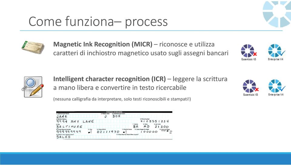 character recognition (ICR) leggere la scrittura a mano libera e convertire in