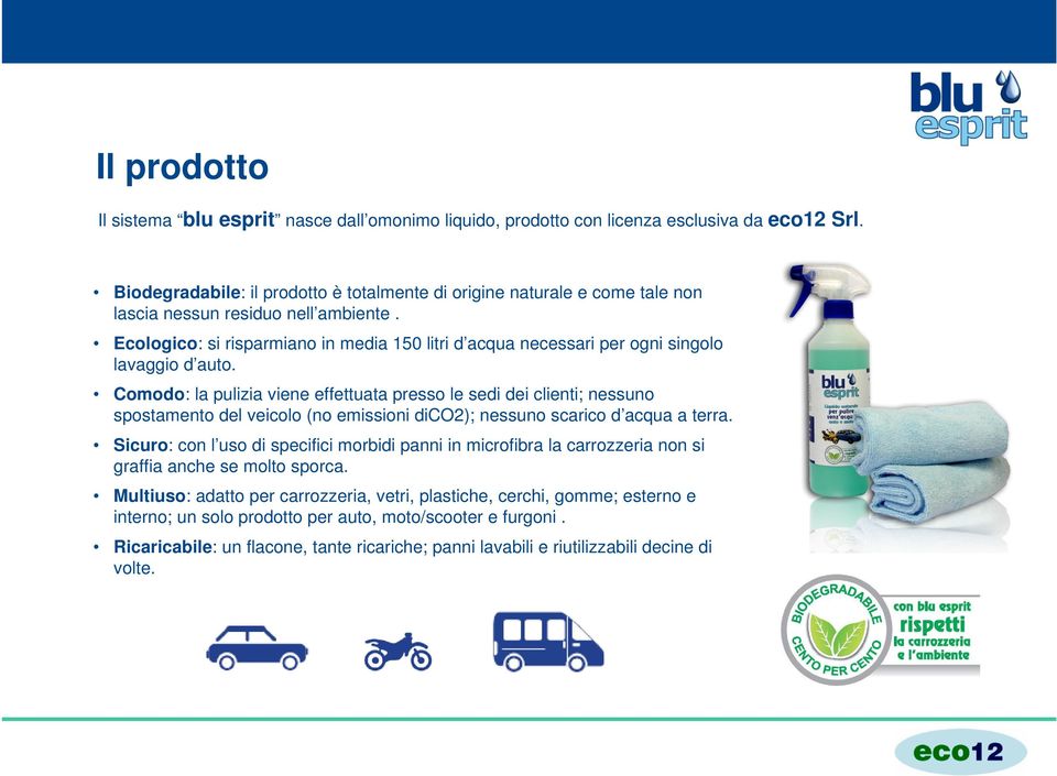 Ecologico: si risparmiano in media 150 litri d acqua necessari per ogni singolo lavaggio d auto.