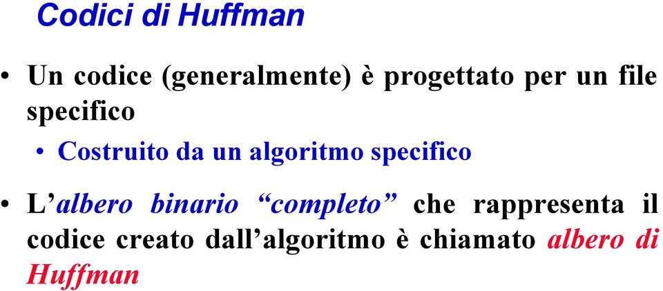 algoritmo specifico L albero binario completo che