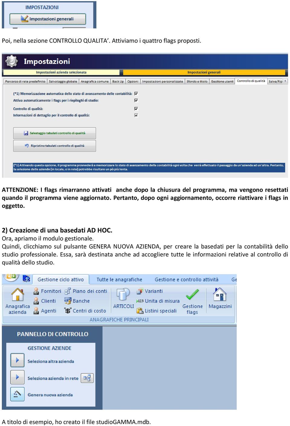 Pertanto, dopo ogni aggiornamento, occorre riattivare i flags in oggetto. 2) Creazione di una basedati AD HOC. Ora, apriamo il modulo gestionale.