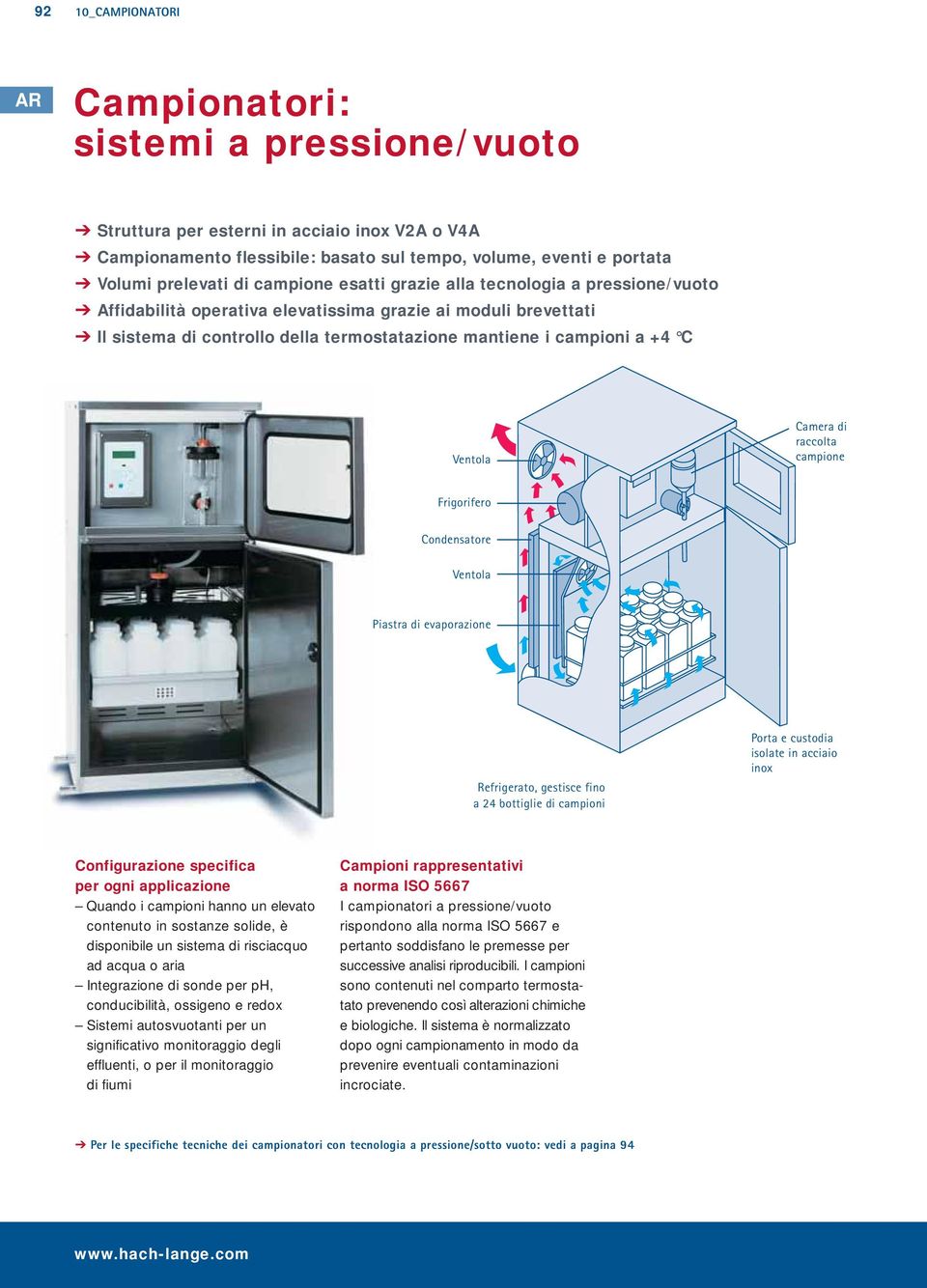 Ventola Camera di raccolta campione Frigorifero Condensatore Ventola Piastra di evaporazione Refrigerato, gestisce fino a 24 bottiglie di campioni Porta e custodia isolate in acciaio inox