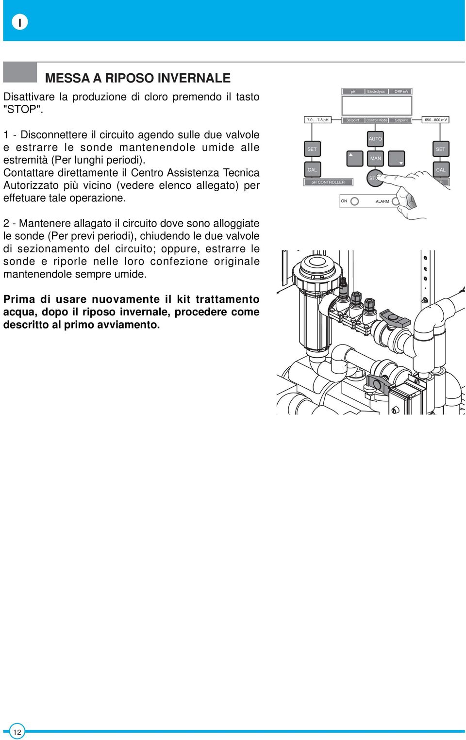 Contattare direttamente il Centro Assistenza Tecnica Autorizzato più vicino (vedere elenco allegato) per effetuare tale operazione. 7.0... 7.8 ph 650.