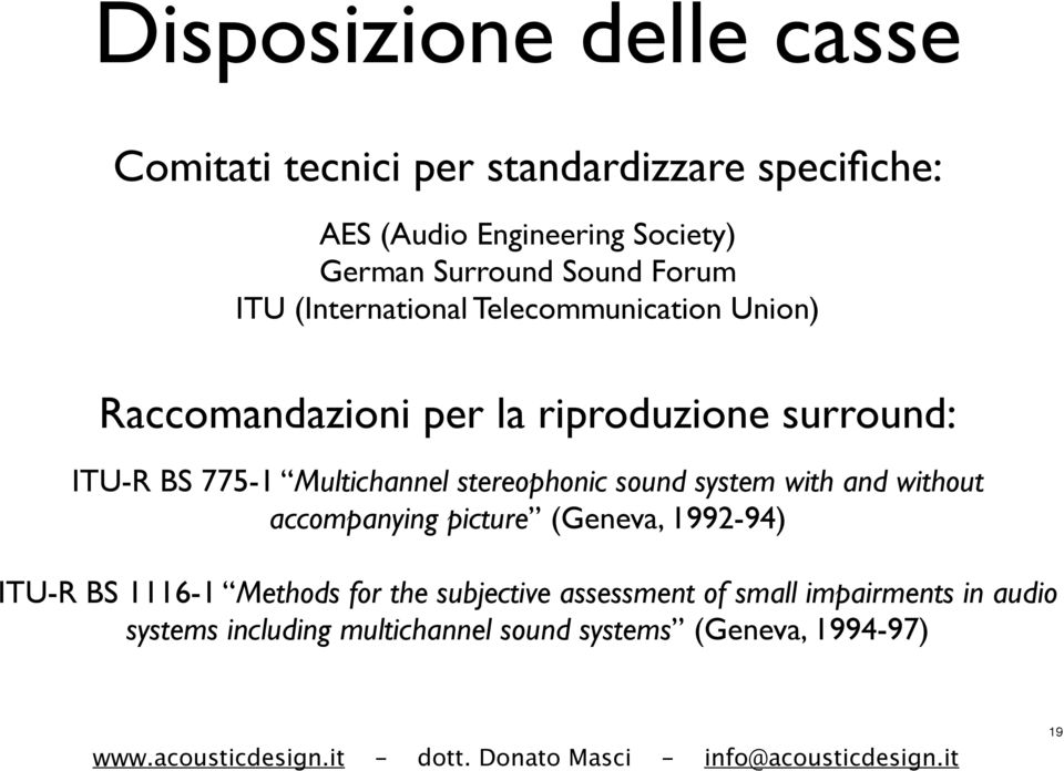 Multichannel stereophonic sound system with and without accompanying picture (Geneva, 1992-94) ITU-R BS 1116-1 Methods