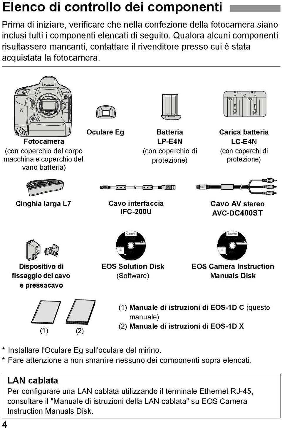 Elenco di controllo dei componenti Prima di iniziare, verificare che nella confezione della fotocamera siano inclusi tutti i componenti elencati di seguito.