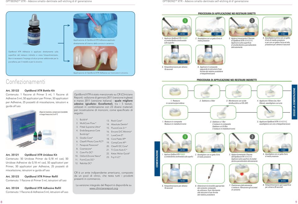 Assottigliare con un getto d aria di media pressione 3. Agitare brevemente il flacone di OptiBond XTR ADHESIVE. Applicare sulla superficie di smalto/dentina pennellandolo delicatamente 4.