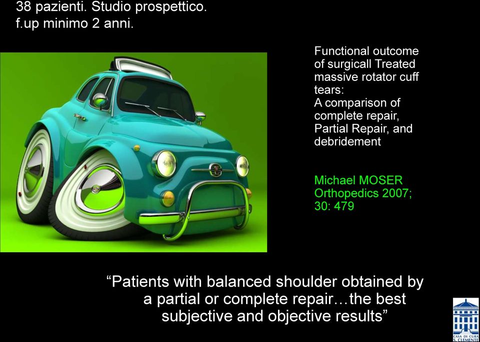 complete repair, Partial Repair, and debridement Michael MOSER Orthopedics 2007; 30: