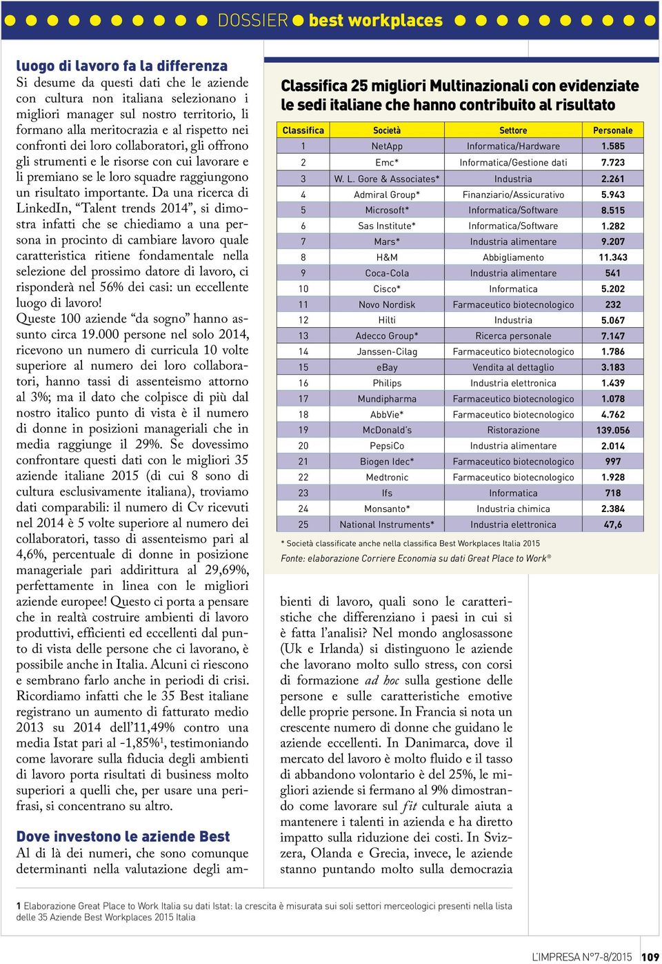 Da una ricerca di LinkedIn, Talent trends 2014, si dimostra infatti che se chiediamo a una persona in procinto di cambiare lavoro quale caratteristica ritiene fondamentale nella selezione del