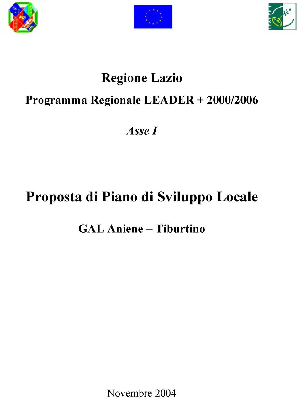 Asse I Proposta di Piano di