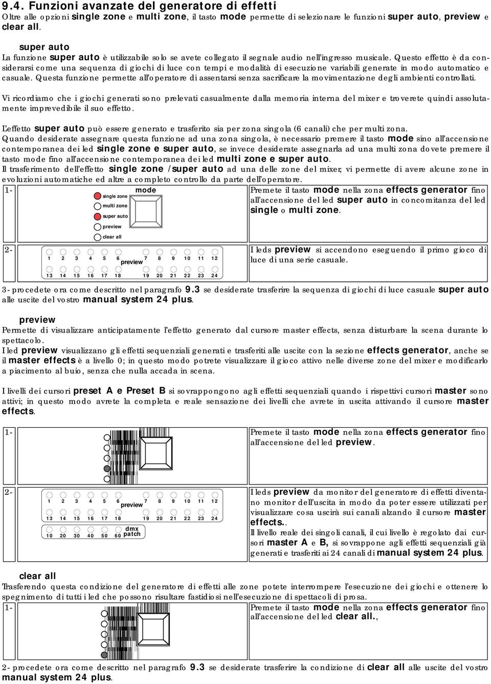 Questo effetto è da considerarsi come una sequenza di giochi di luce con tempi e modalità di esecuzione variabili generate in modo automatico e casuale.