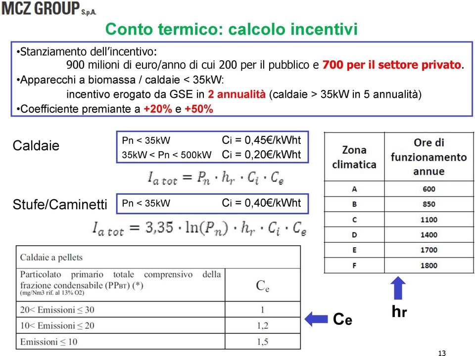 Apparecchi a biomassa / caldaie < 35kW: incentivo erogato da GSE in 2 annualità (caldaie > 35kW in 5