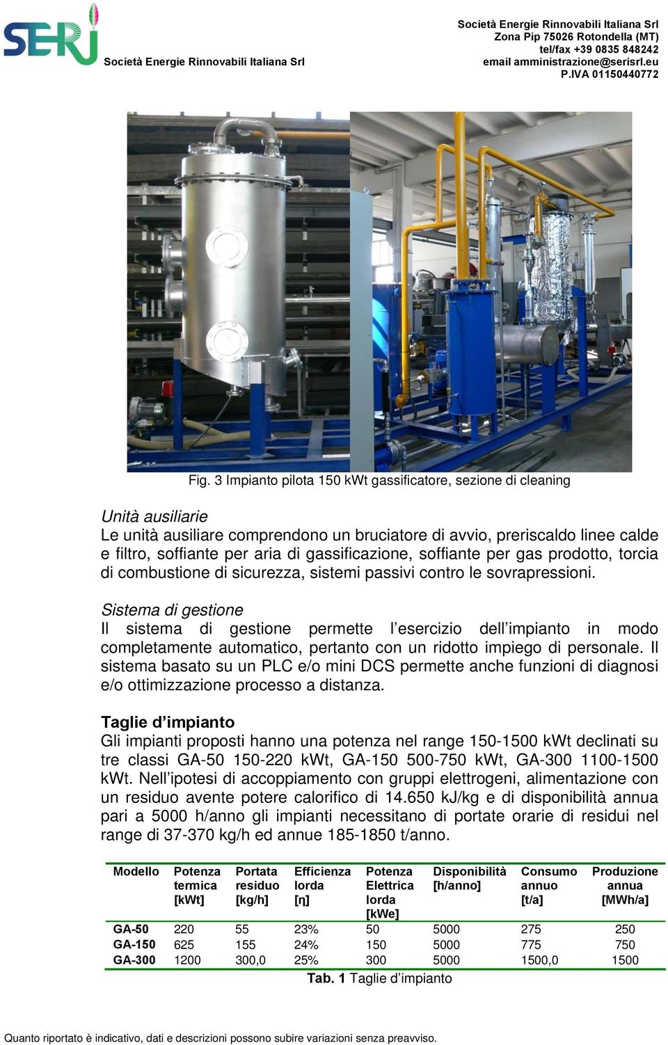 Sistema di gestione Il sistema di gestione permette l esercizio dell impianto in modo completamente automatico, pertanto con un ridotto impiego di personale.