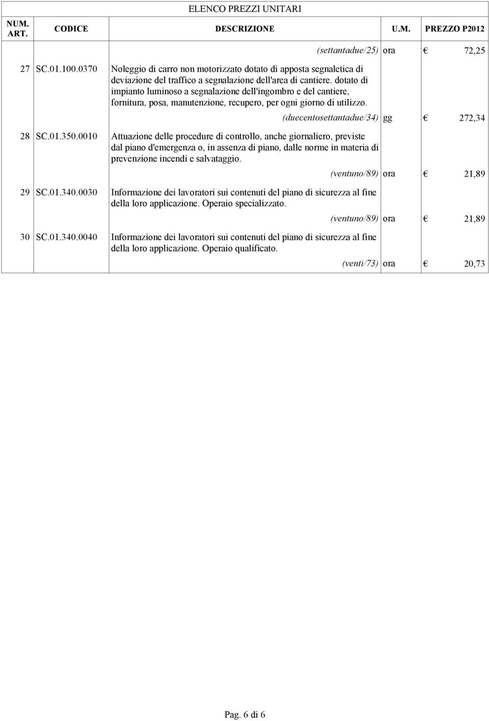 0010 Attuazione delle procedure di controllo, anche giornaliero, previste dal piano d'emergenza o, in assenza di piano, dalle norme in materia di prevenzione incendi e salvataggio. 29 SC.01.340.