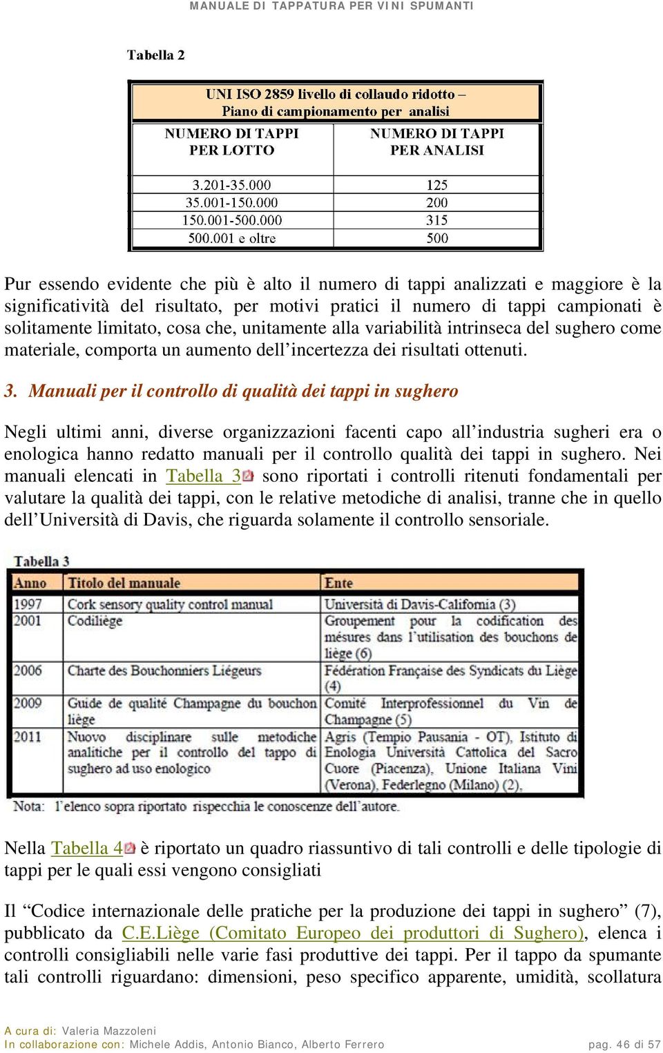 Manuali per il controllo di qualità dei tappi in sughero Negli ultimi anni, diverse organizzazioni facenti capo all industria sugheri era o enologica hanno redatto manuali per il controllo qualità