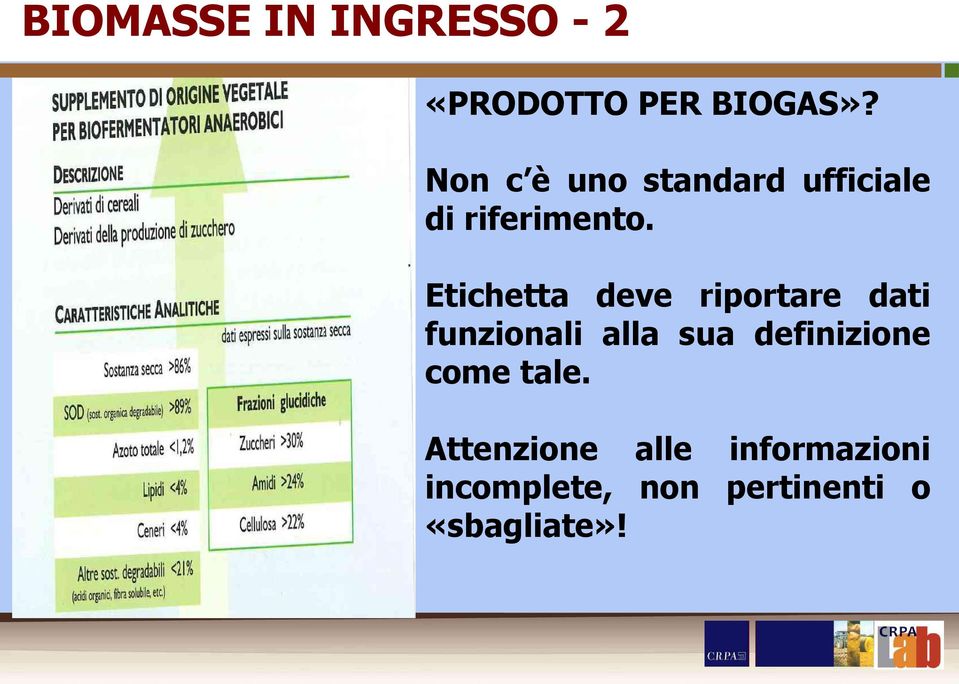 Etichetta deve riportare dati funzionali alla sua