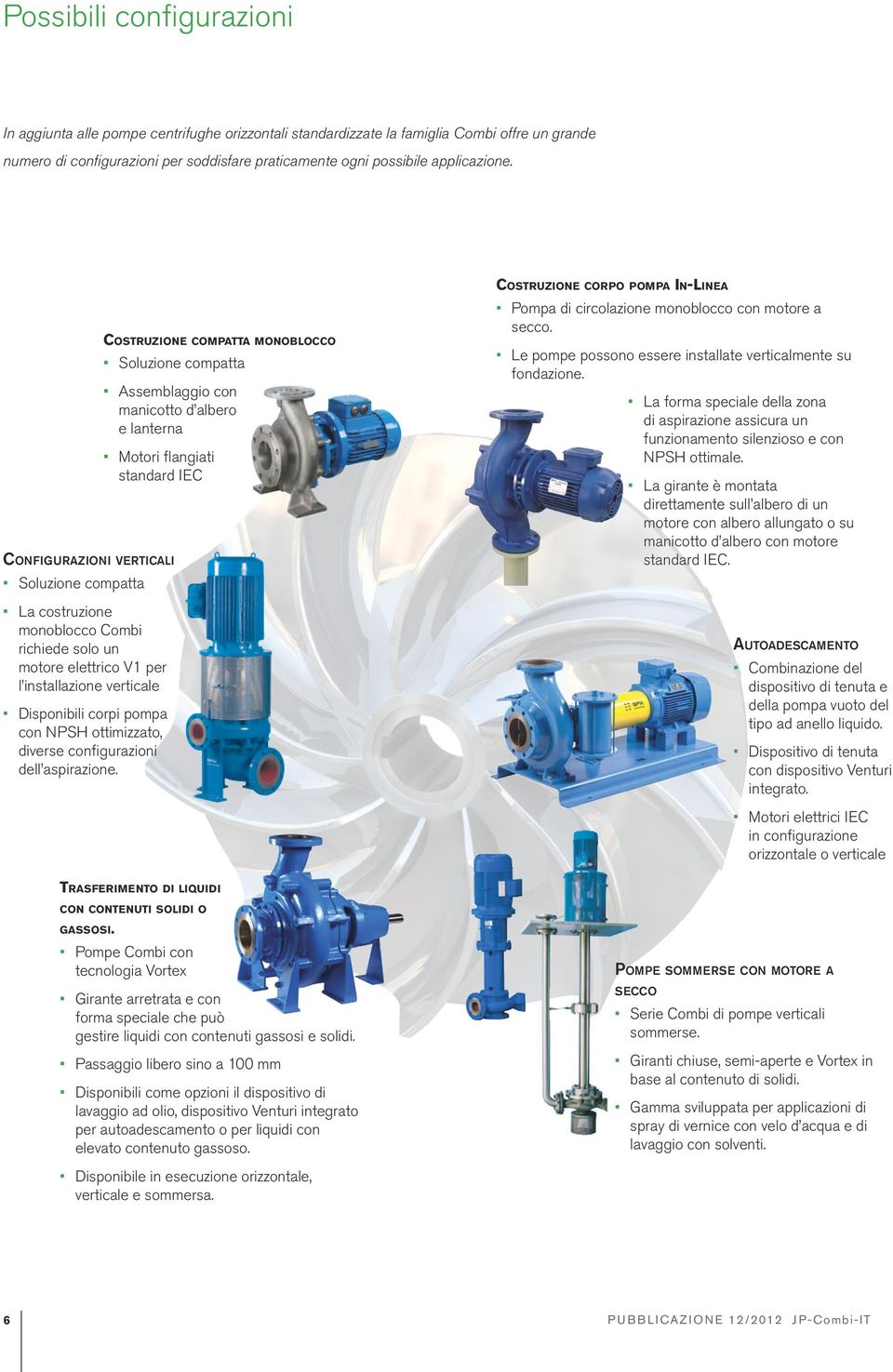 Costruzione compatta monoblocco Soluzione compatta Assemblaggio con manicotto e lanterna Motori flangiati standard IEC Configurazioni verticali Soluzione compatta La costruzione monoblocco Combi