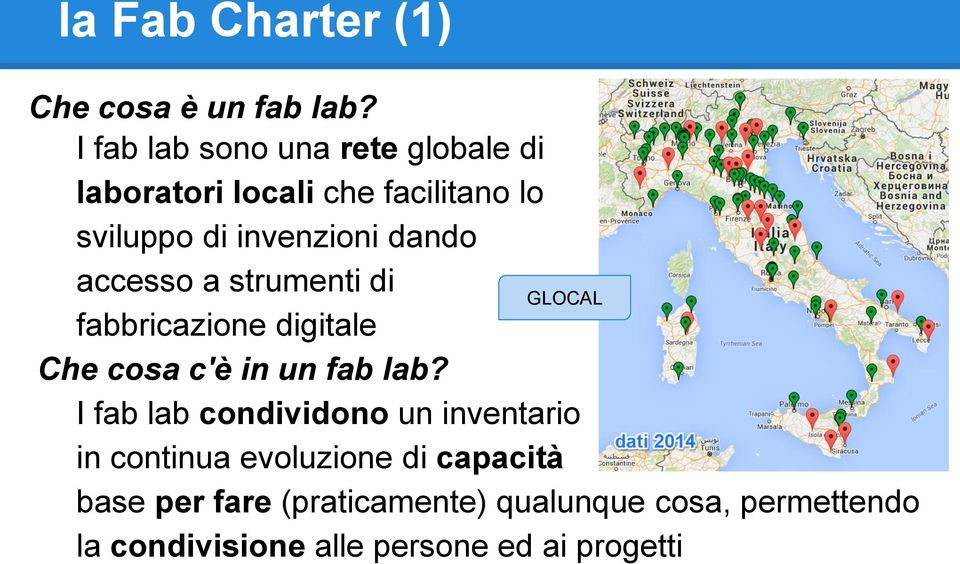 dando accesso a strumenti di GLOCAL fabbricazione digitale Che cosa c'è in un fab lab?