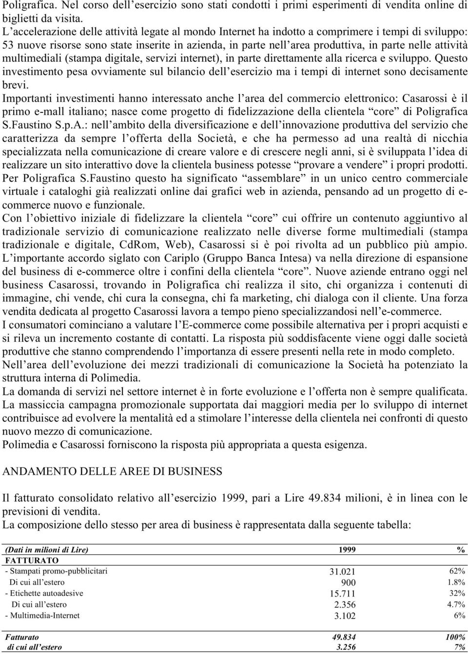 attività multimediali (stampa digitale, servizi internet), in parte direttamente alla ricerca e sviluppo.