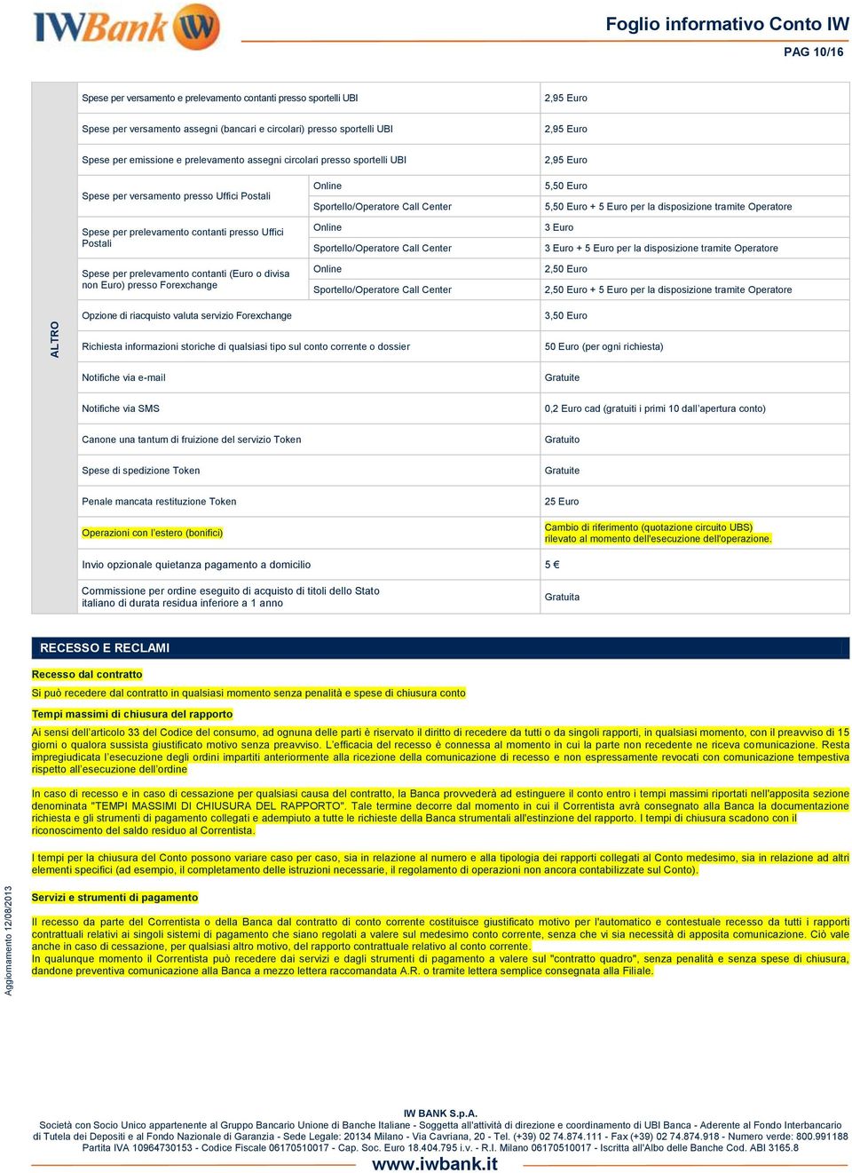 presso Forexchange Opzione di riacquisto valuta servizio Forexchange 5,50 Euro 5,50 Euro + per la disposizione tramite Operatore 3 Euro 3 Euro + per la disposizione tramite Operatore 2,50 Euro 2,50