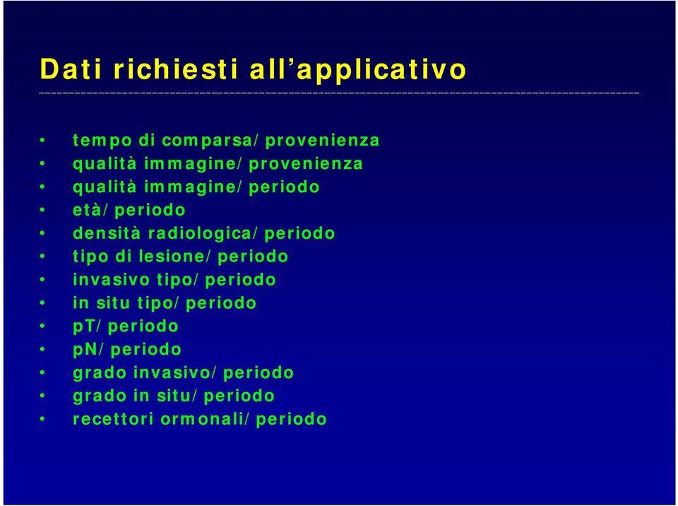 radiologica/periodo tipo di lesione/periodo invasivo tipo/periodo in situ