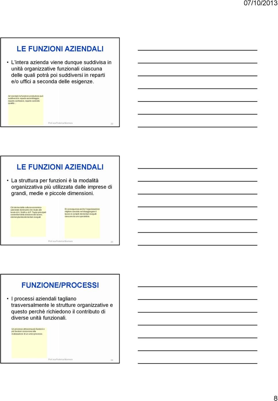 .. 22 LE FUNZIONI AZIENDALI La struttura per funzioni è la modalità organizzativa più utilizzata dalle imprese di grandi, medie e piccole dimensioni.