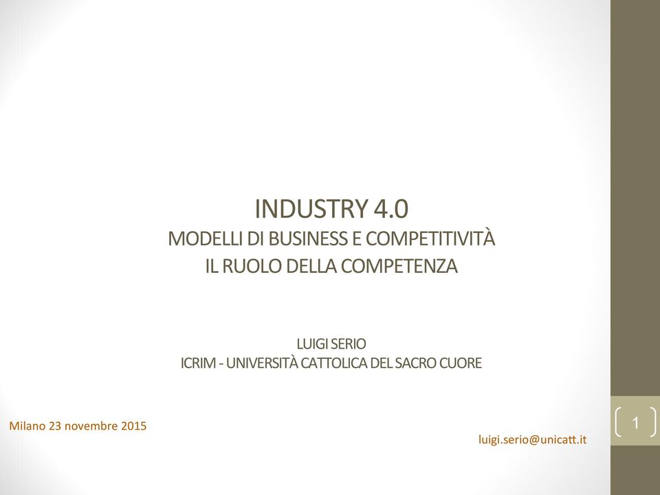 RUOLO DELLA COMPETENZA LUIGI SERIO ICRIM -