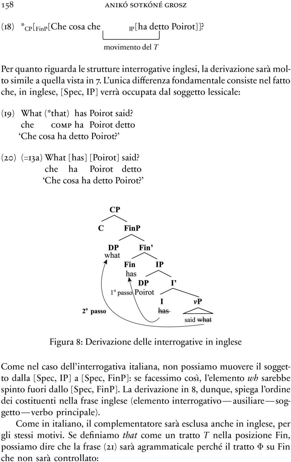 (20)(=13a) What[has][Poirot] said? che ha Poirot detto Che cosa ha detto Poirot?