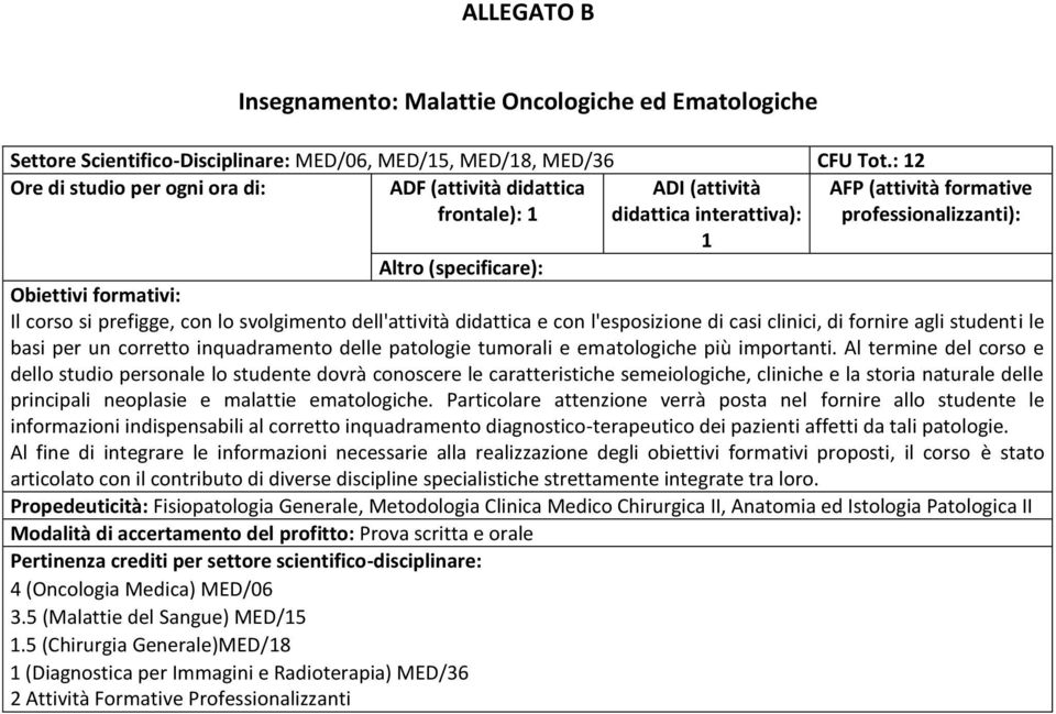 formativi: Il corso si prefigge, con lo svolgimento dell'attività didattica e con l'esposizione di casi clinici, di fornire agli studenti le basi per un corretto inquadramento delle patologie