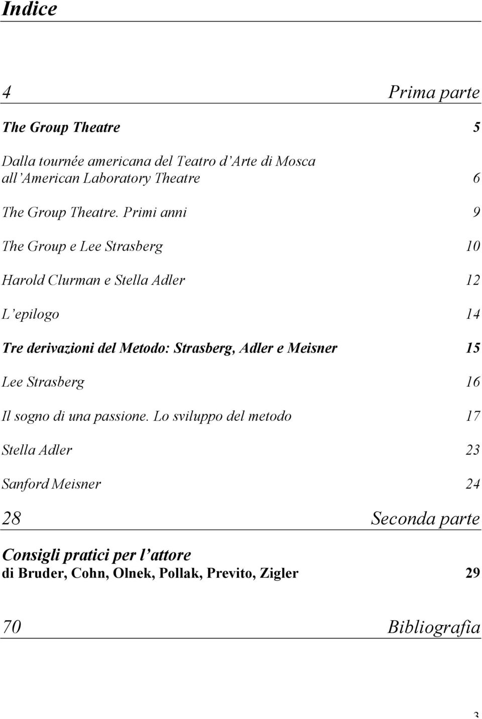 Primi anni 9 The Group e Lee Strasberg 10 Harold Clurman e Stella Adler 12 L epilogo 14 Tre derivazioni del Metodo: Strasberg,