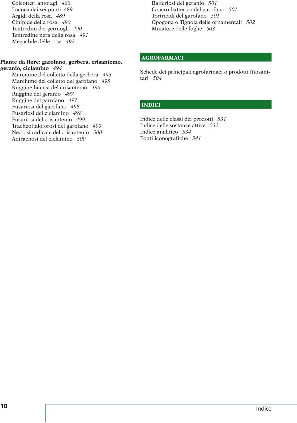 ciclamino 494 Marciume del colletto della gerbera 495 Marciume del colletto del garofano 495 Ruggine bianca del crisantemo 496 Ruggine del geranio 497 Ruggine del garofano 497 Fusariosi del garofano