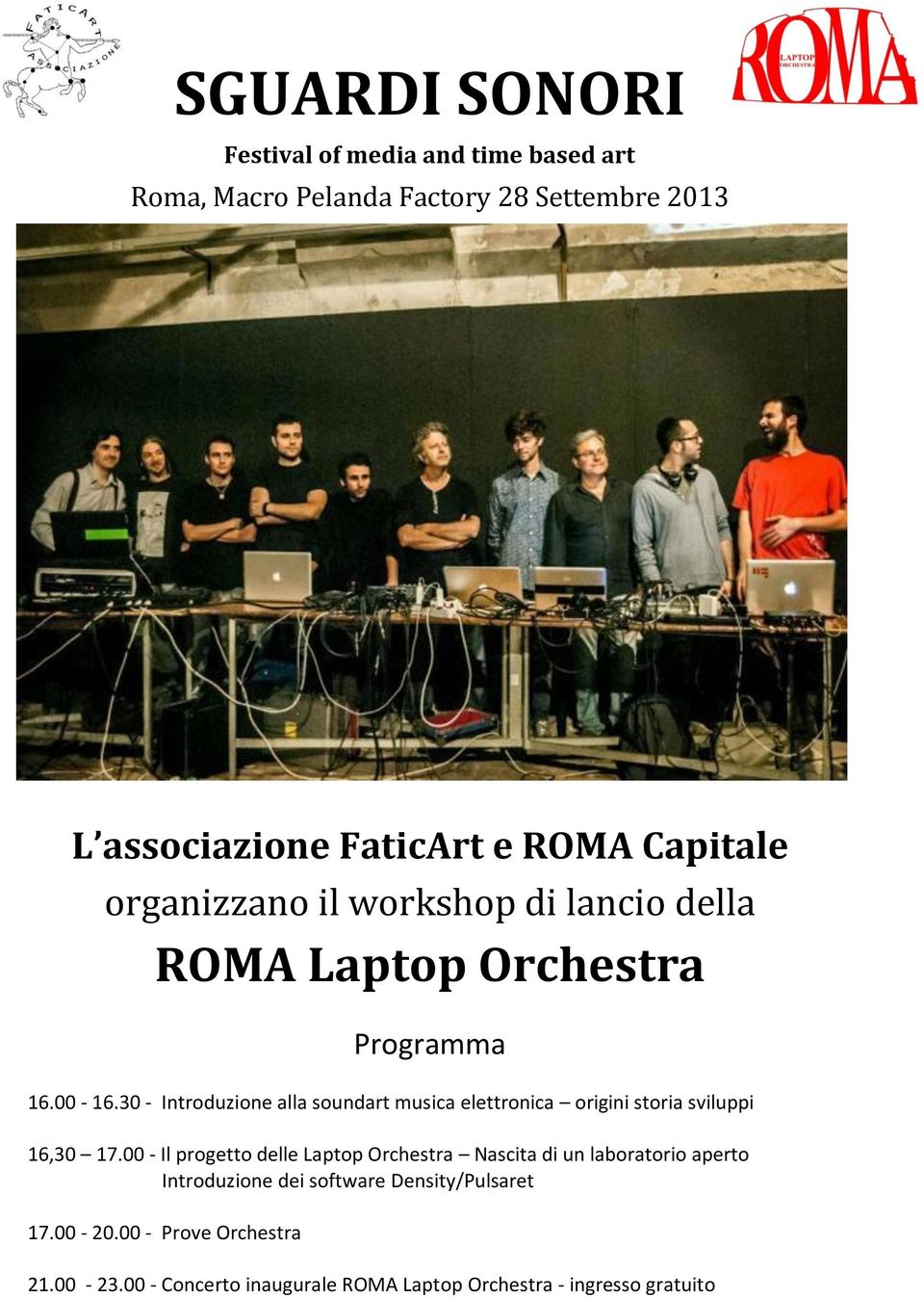 30 - Introduzione alla soundart musica elettronica origini storia sviluppi 16,30 17.