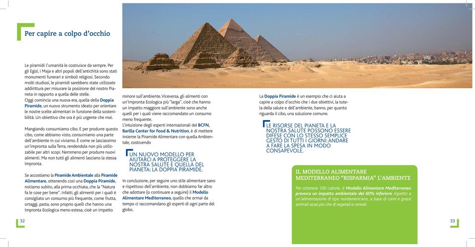 Oggi comincia una nuova era, quella della Doppia Piramide, un nuovo strumento ideato per orientare le nostre scelte alimentari in funzione della sostenibilità.