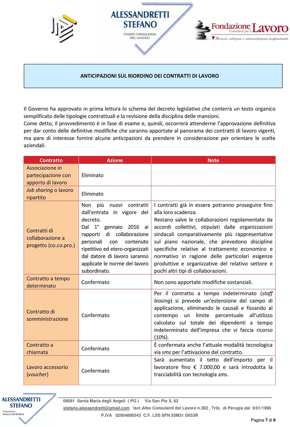 Come detto, il provvedimento è in fase di esame e, quindi, occorrerà attenderne l approvazione definitiva per dar conto delle definitive modifiche che saranno apportate al panorama dei contratti di