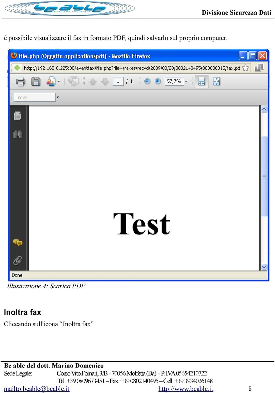 Illustrazione 4: Scarica PDF Inoltra fax Cliccando